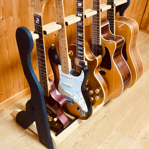 24時間以内に発送】手作り木工 木製ギタースタンド （ツートーン） 5  