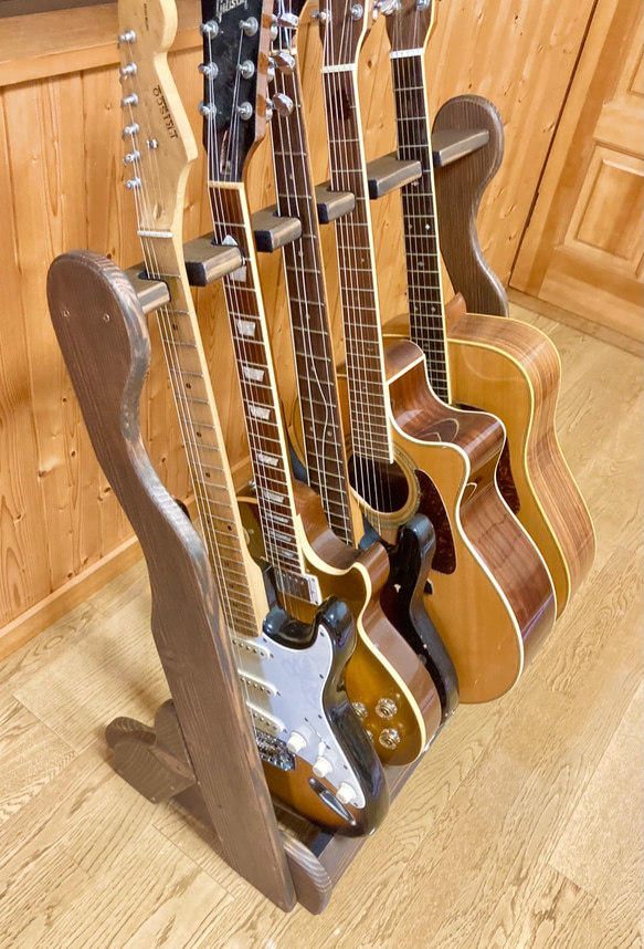 即発送可能 ギタースタンド☆4本掛け☆ウォルナットカラー