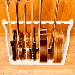 【オーダー品】手作り木工　木製ギタースタンド （ホワイト） ８本掛け 3枚目の画像