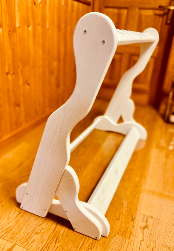 【オーダー品】手作り木工　木製ギタースタンド （ホワイト） ８本掛け 8枚目の画像