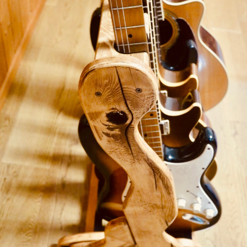 24時間以内に発送】手作り木工 木製ギタースタンド （古材）6本掛け  