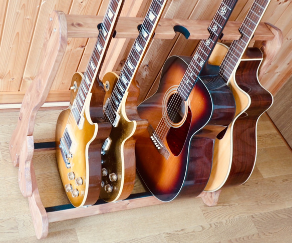 手作り木工　ギタースタンド （チーク） ５本掛け 3枚目の画像