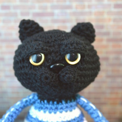 C8あみぐるみ☆マンチカンな猫Meru－黒－ジャージ＊ブルー 9枚目の画像