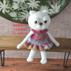 C19(再販C1)「kyokki様お取り置きのお品物」☆あみぐるみ☆スコティな猫Cotty－ピンクドレス 2枚目の画像