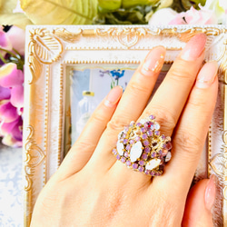 ☆小さな王冠リング☆ 指輪　ピンク　パープル　プレゼント　フリーサイズ　スワロ　ティアラ　ドール用　送料無料あり 3枚目の画像