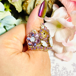 ☆小さな王冠リング☆ 指輪　ピンク　パープル　プレゼント　フリーサイズ　スワロ　ティアラ　ドール用　送料無料あり 5枚目の画像