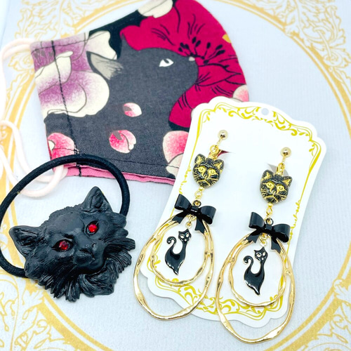 ふわ猫イヤリング 【送料無料】ピンク プレゼント 猫 ねこ ネコ ファー