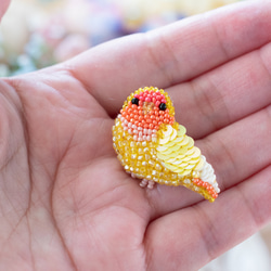 コザクラインコ／ルチノー（下手向き）のマスクチャーム【オートクチュール刺繍／リュネビル刺繍】 4枚目の画像