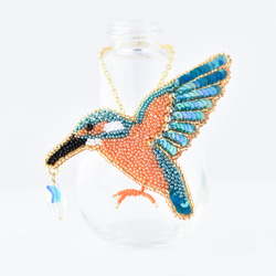 カワセミのブローチ＆バッグチャーム（Lサイズ）【オートクチュール