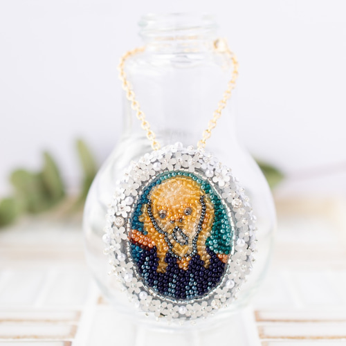 ムンク/叫びのブローチ＆バッグチャーム（ネイビー）【オート