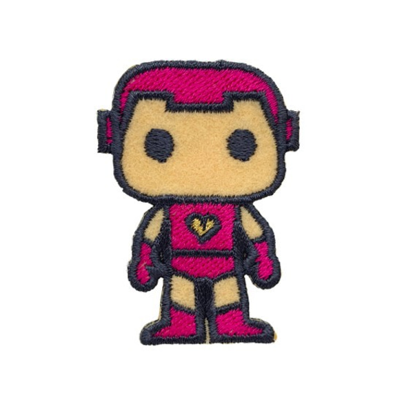 刺繍ワッペン　スーパーヒーロー【ラブリンマン ピンク】 1枚目の画像