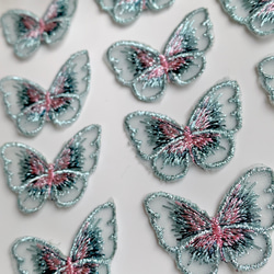 【8枚】ミニ刺繍オーガンジー蝶々 2枚目の画像