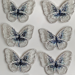 【8枚】ミニ刺繍オーガンジー蝶々 3枚目の画像