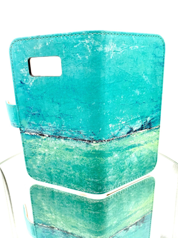 iPhone以外　　　２色アイスミントブルー手帳型スマホケース 9枚目の画像