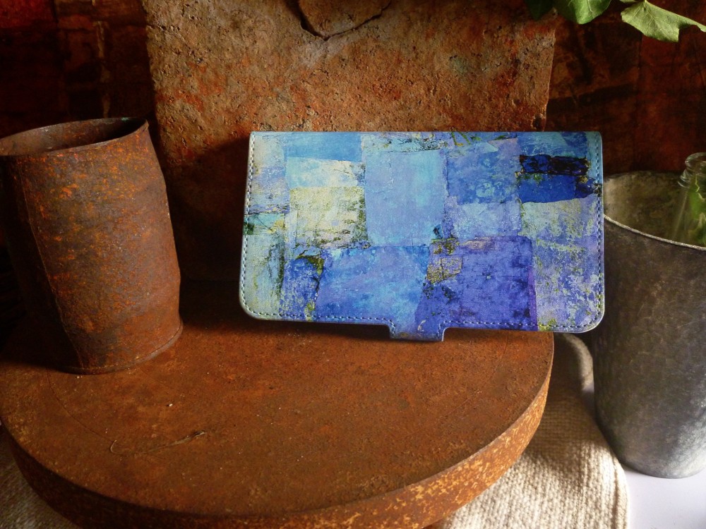 手帳型スマホケース四角い宝石青