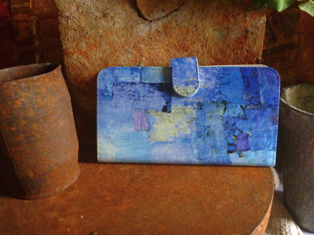 手帳型スマホケース四角い宝石青