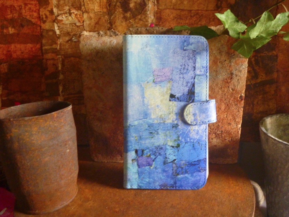 手帳型スマホケース四角い宝石青