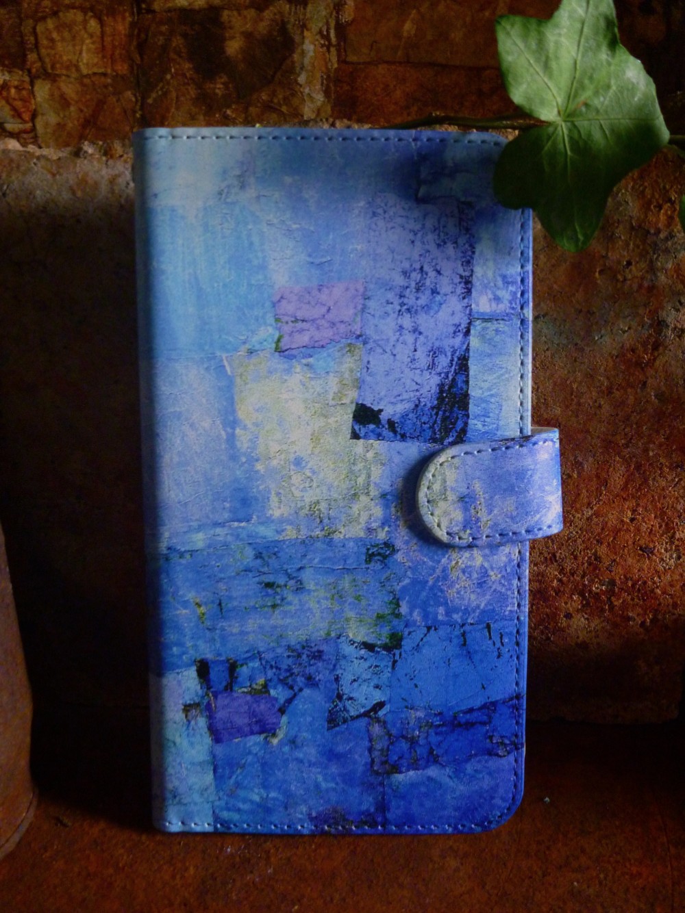 手帳型スマホケース四角い宝石青