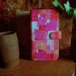 iphone  用　　　手帳型スマホケース 四角い宝石　赤　 3枚目の画像