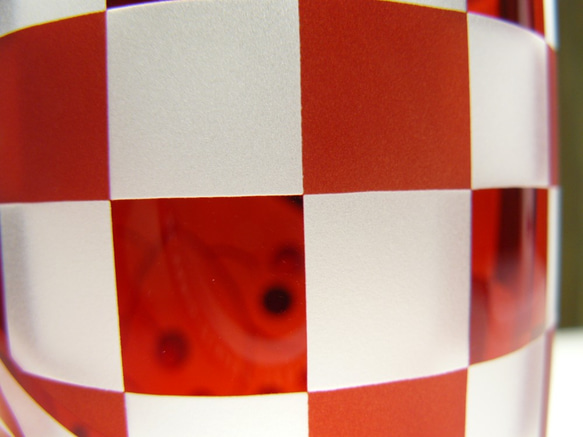 帶有紅色螺母和方格圖案的免費玻璃杯-Hyodorijogo無色x紅色（1） 第6張的照片