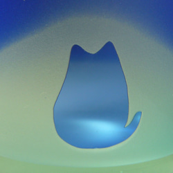 一番星と猫の冷酒グラス　水色×青　 (1個） 5枚目の画像