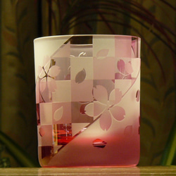 さくら市松フリーグラス　ピンク　（1個） 2枚目の画像