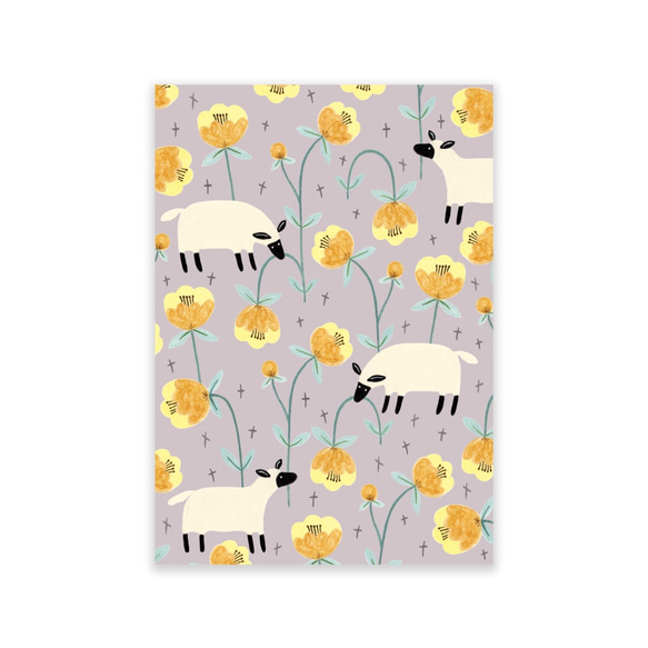 「羊と花」ポストカード 二枚セット 1枚目の画像