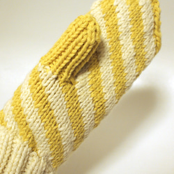 ◁◁ボーダー斜め模様▷▷ ミトン（手編み 手袋）サイズS 3枚目の画像