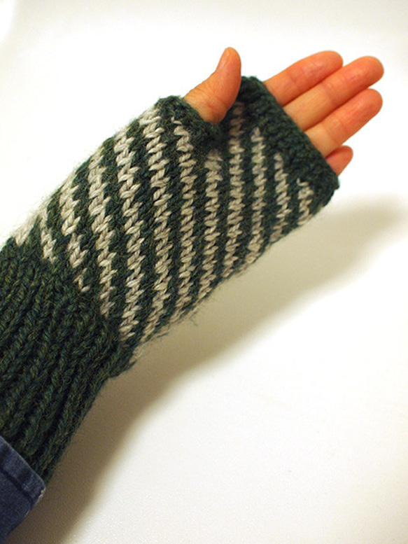 ◆◆ヒゲ紳士◆◆ 手編み 指なし手袋ミトン　サイズSS 3枚目の画像
