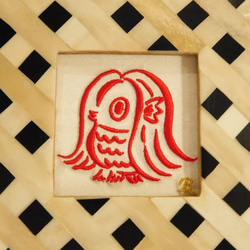 アマビエのインテリア刺繍　【額入り】 2枚目の画像