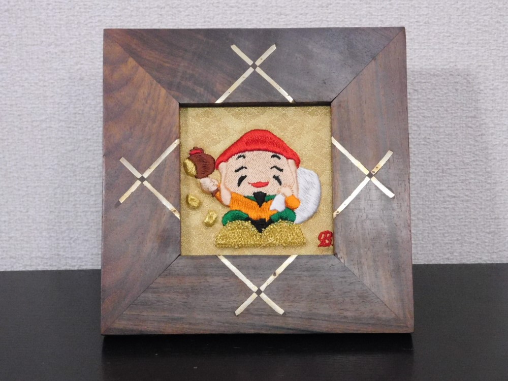 七福神　額入れ刺繍品 七福神　額入れ刺繍品