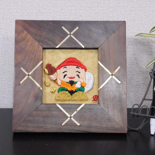 インテリア刺繍 七福神「大黒様」《額入り》 その他インテリア雑貨