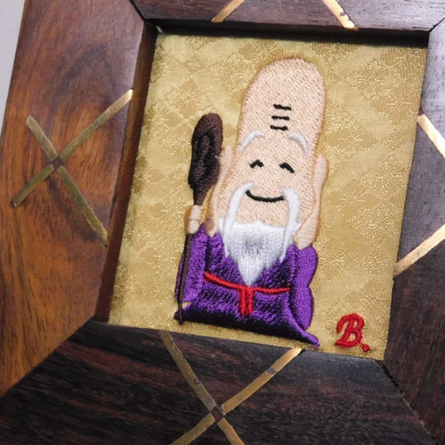 インテリア刺繍 七福神「福禄寿」《額入り》 その他インテリア
