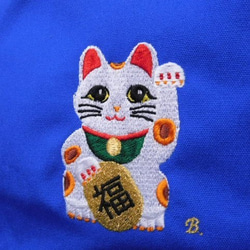 「招き猫」の刺繡入りミニトートバッグ 2枚目の画像