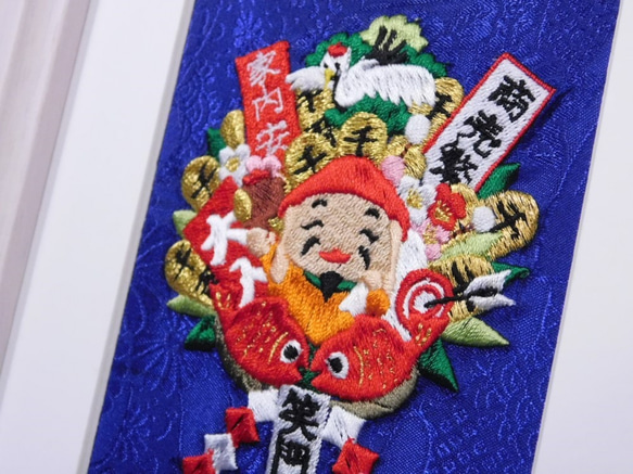 インテリア刺繍　縁起物【酉の市の熊手】アートフレーム入り　《送料無料》 4枚目の画像