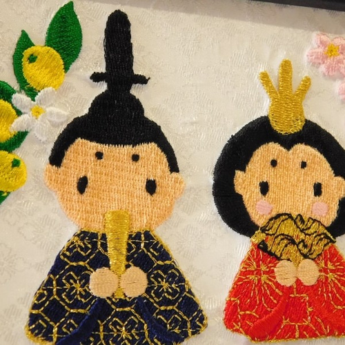 インテリア刺繍 雛祭り 「お内裏様とお雛様」【額入り】 その他 