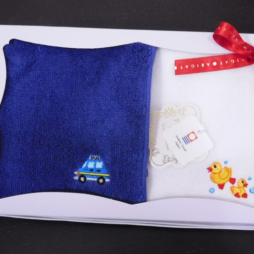 可愛いワンポイント刺繍入り 今治タオルハンカチ2枚セット