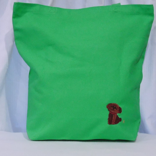 トイプードルの刺繍入りキャンバストートバッグ Mサイズ トート