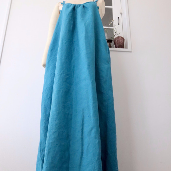 【受注生産】リネン マキシ ストラップワンピース　イエロー　ほか 7枚目の画像