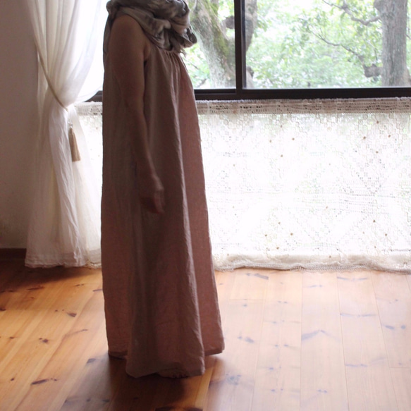 【受注生産】リネン マキシ ストラップワンピース　イエロー　ほか 9枚目の画像