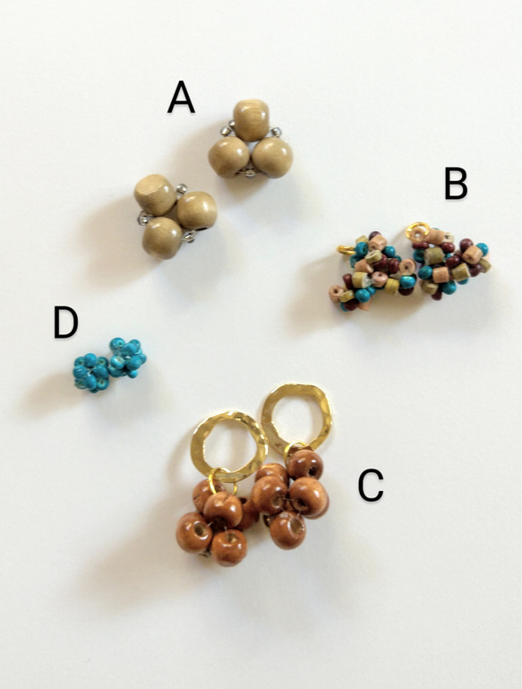 ◌woodbeads◌《樹脂ピアス/樹脂フックピアス/ネジバネイヤリング/クリップイヤリング》 1枚目の画像