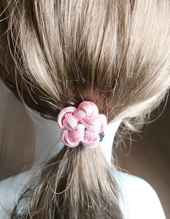 《送料無料》パラコード ヘアゴム お花 Paracord 2枚目の画像