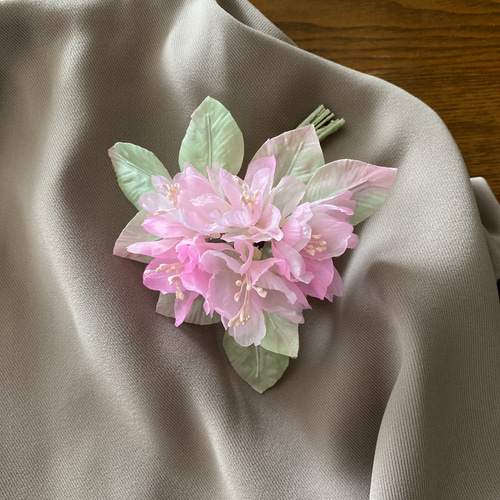 布花 コサージュ 可憐な花たち パープル 染め花 コサージュ