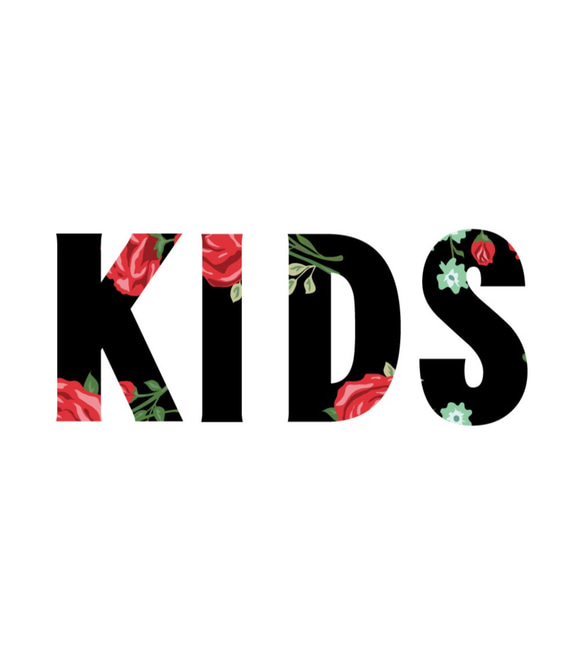 Tシャツ 『 KIDS 』 ローズ(バラ)ネーム 半袖 前面 男の子 女の子 キッズ ジュニア 3枚目の画像