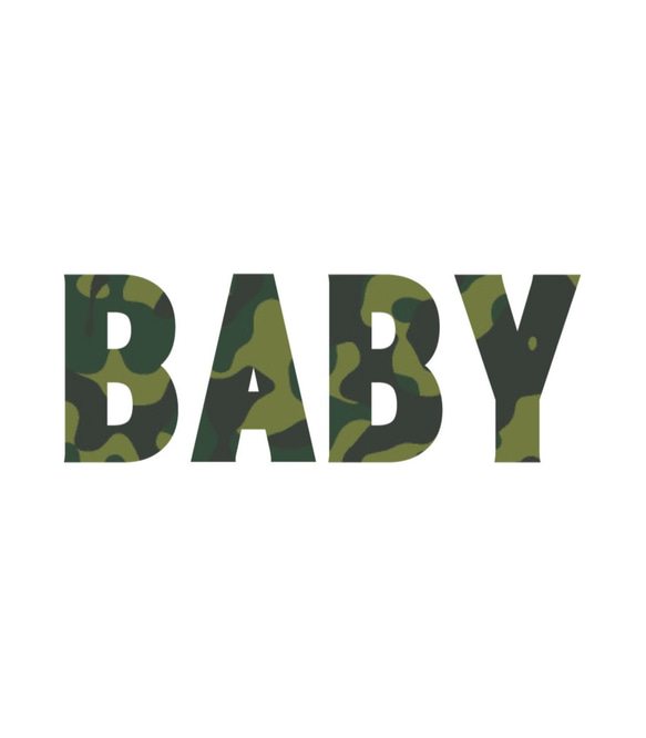 ロンパース 『 BABY 』 迷彩(カモフラ) 半袖 前面 男の子 女の子 ベビー 3枚目の画像