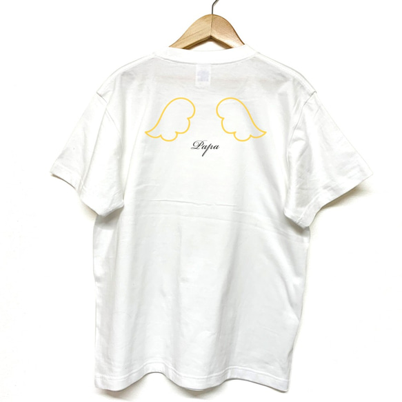 Tシャツ 『 Papa 』 天使の羽2 半袖 背面 メンズ 1枚目の画像
