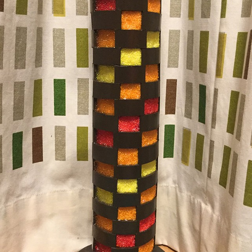 竹明かり•竹灯籠 「格子柄-赤橙黄」 キャンドル・キャンドルホルダー