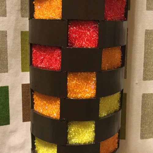 竹明かり•竹灯籠 「格子柄-赤橙黄」 キャンドル・キャンドルホルダー