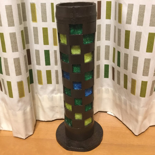 竹明かり•竹灯籠 「格子柄-青緑黄」 キャンドル・キャンドルホルダー