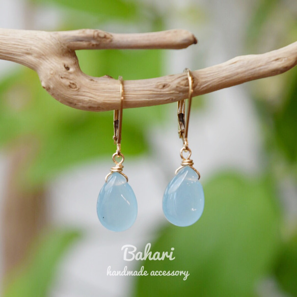 14kgf マグネサイトターコイズ アマゾナイト ピアス イヤリング k14gf